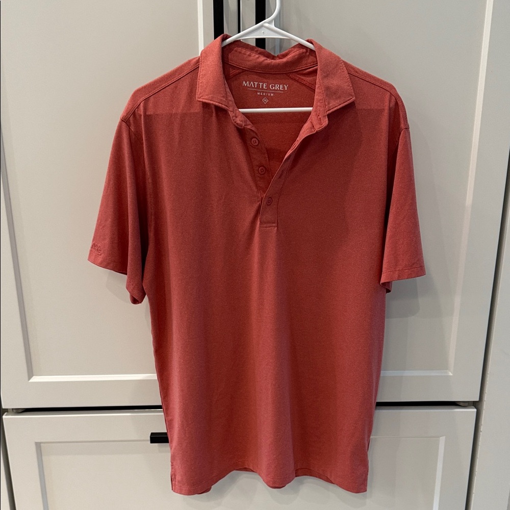 Matte Grey Men's Polo Shirt - Classic Red